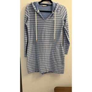 Cabana Life XS Jewel Bay Striped Hooded Coverup Dress Fringe SPF Beach Pool Swim